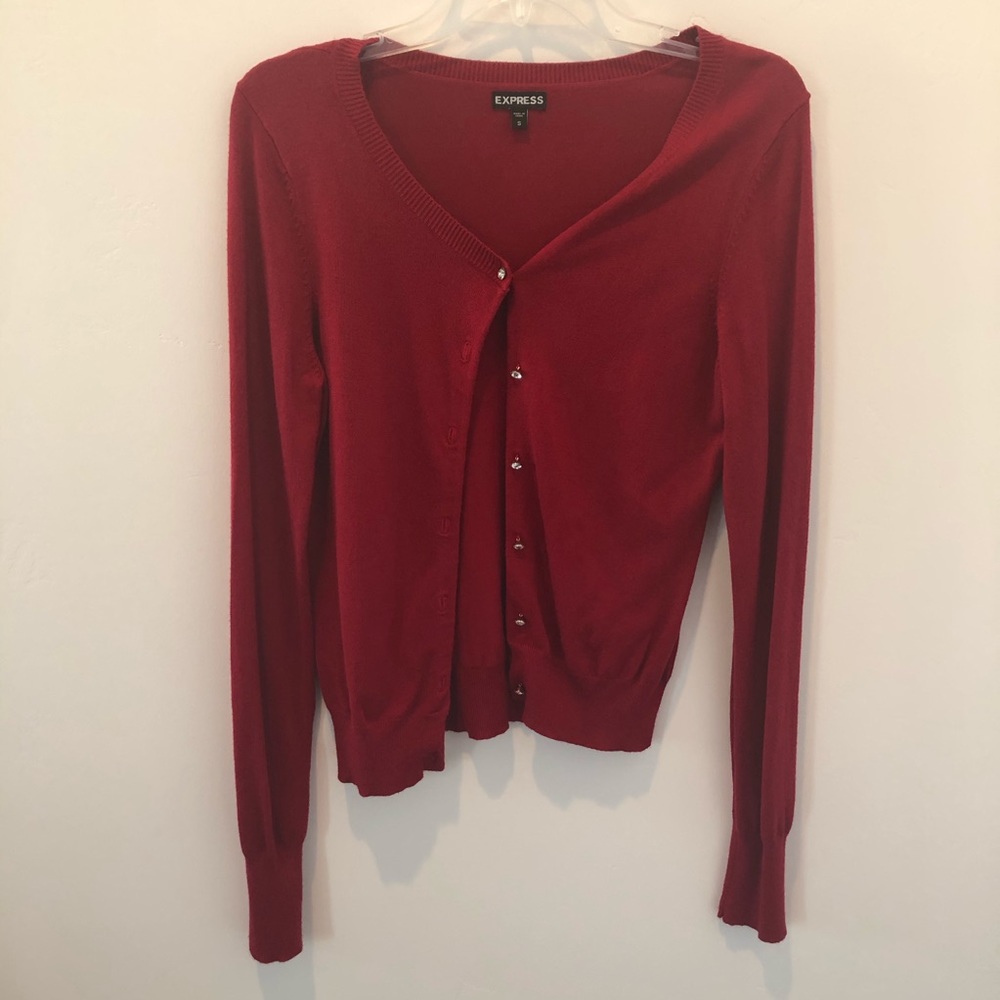 Express Red Button Up Cardigan Sz Small